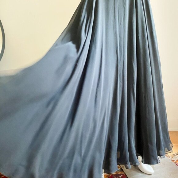 Vintage Sunny Choi All Silk Velvet Chiffon Cocktail Midi Dress S - Picture 6 of 12